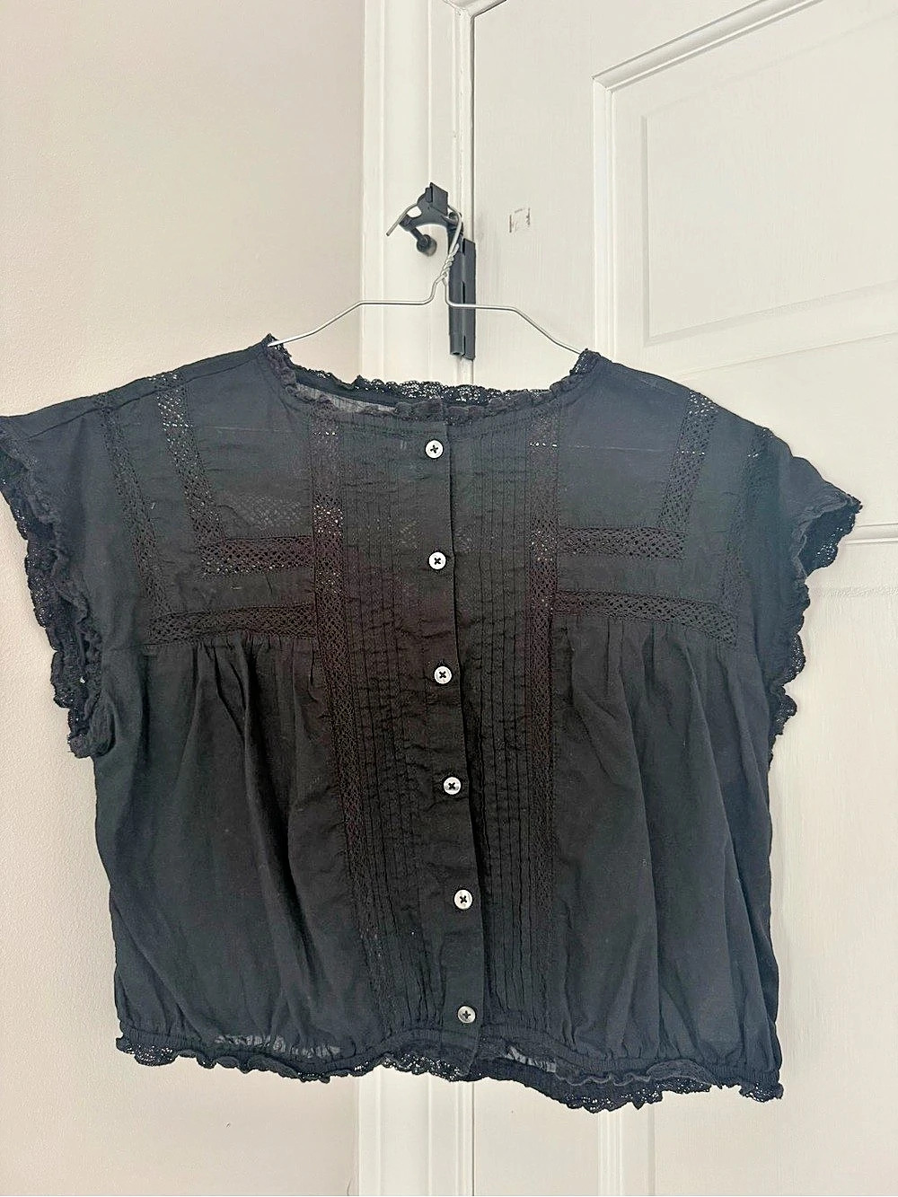 Gap Lace Trim Button Front Blouse